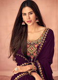 Plum Purple Multi Embroidered Georgette Salwar Kameez