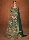 Green Embroidered Designer Wedding Anarkali Gown