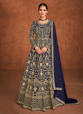 Blue Embroidered Designer Wedding Anarkali Gown