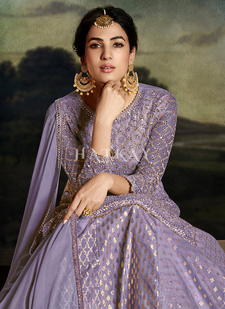 Lavender Golden Embroidered Sharara Suit 2xl Lavender Golden Embroidered Sharara Suit 2xl