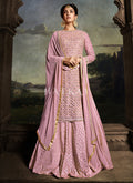 Mauve Golden Embroidered Sharara Suit