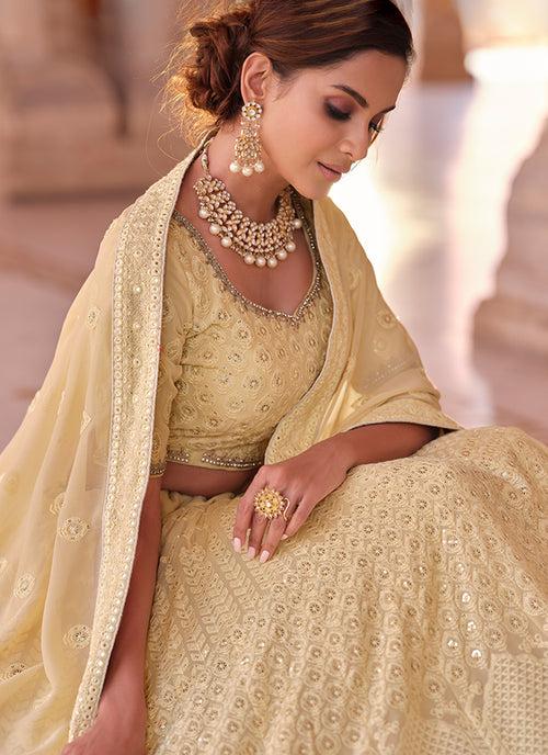 Pale Yellow Lehenga Choli