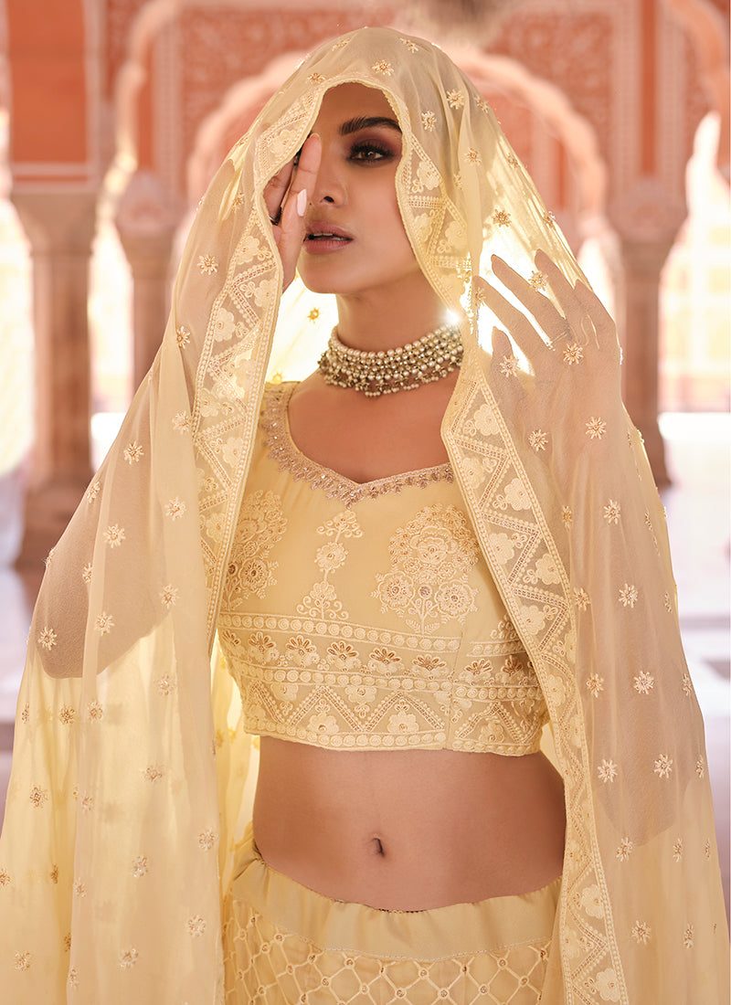Pale Yellow Lehenga Choli