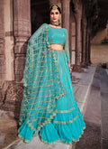 Light Blue Zari Embroidered Traditional Lehenga Choli