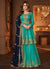 Turquoise And Blue Embroidered Peplum Top and Lehenga