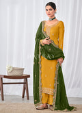 Buy Yellow And Green Pant Suit