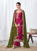 Pink And Green Straight Pant Suit