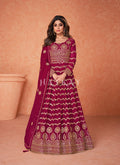 Hot Pink Embroidered Wedding Anarkali Suit
