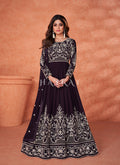 Deep Wine Embroidered Wedding Anarkali Suit