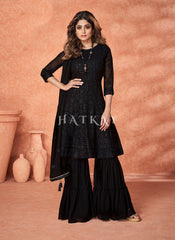 Black Embroidered Bollywood Sharara Suit