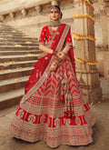 Rouge Red Zari Embroidered Bridal Lehenga Choli