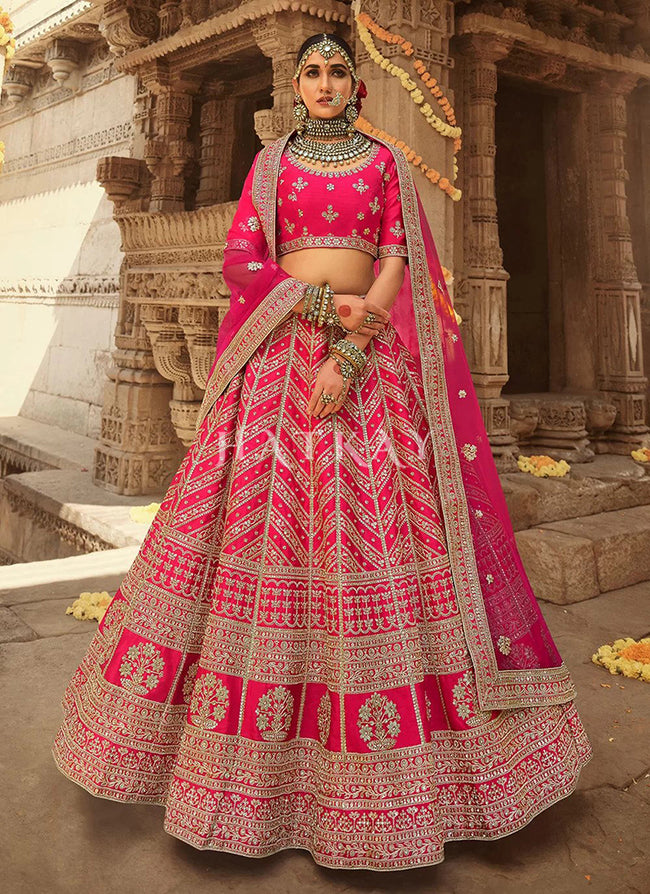 Chikankari lehenga choli with hot pink dupatta – Zuri by Zainab Fawad