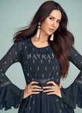 Buy Navy Blue Georgette Anarkali Suit