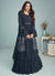 Navy Blue Embroidered Jacket Style Anarkali Suit