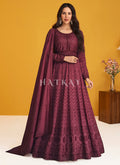 Maroon Sequence Embroidered Wedding Anarkali Suit