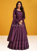 Purple Sequence Embroidered Wedding Anarkali Suit