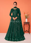 Dark Green Sequence Embroidered Flared Anarkali Suit