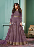 Purple Embroidered Bollywood Anarkali Suit