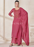 Rose Pink Embroidery Traditional Silk Salwar Kameez