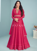 Buy Anarkali Suit In Florida | Hot Pink Sequence Embroidered Designer Anarkali Suit 
