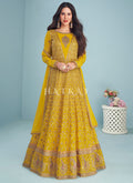 Buy Anarkali Suit In Maryland	| Yellow Sequence Embroidered Designer Anarkali Suit