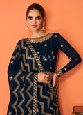 Buy Anarkali Suit In Texas - Navy Blue Embroidered Georgette Designer Anarkali Suit