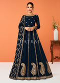 Navy Blue Embroidered Georgette Designer Anarkali Suit