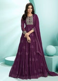 Purple Lucknowi Zari Embroidered Designer Anarkali Suit