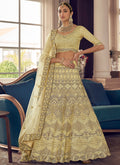 Lime Yellow Multi Embroidery Wedding Lehenga Choli