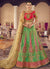 Red And Green Multi Embroidery Wedding Lehenga Choli