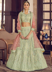 Mint Green Multi Embroidery Wedding Lehenga Choli