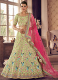 Pista Green Multi Embroidery Wedding Lehenga Choli
