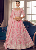 Fuchsia Pink Thread Embroidery Wedding Lehenga Choli