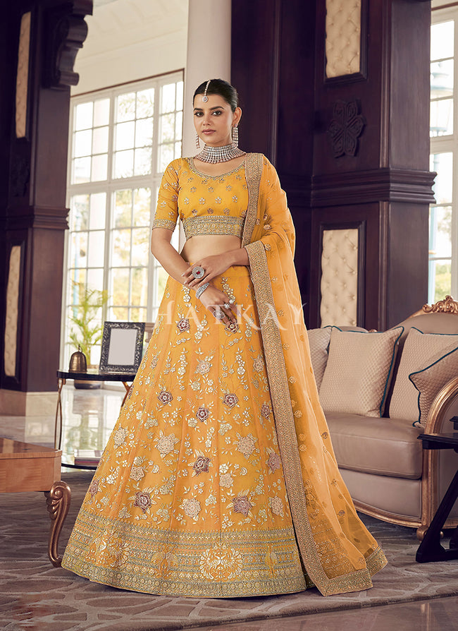 Multi Colour Banarasi Silk Lehenga Choli – MySilkLove