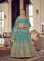 Aqua Blue Multi Appliqué Embroidered Wedding Lehenga Choli