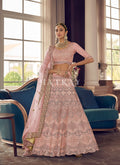 Peach Zari Embroidered Wedding Lehenga Choli