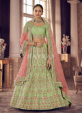 Light Green Multi Embroidered Wedding Lehenga Choli