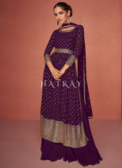 Purple Sequence Embroidery Gharara Suit
