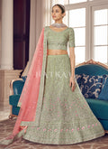 Mint Green Multi Embroidered Wedding Lehenga Choli