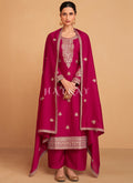 Buy Salwar Suits - Magenta Embroidery Silk Salwar Kameez