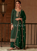 Dark Green Embroidery Traditional Silk Salwar Kameez 