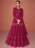 Buy Anarkali Suit - Hot Pink Sequence Embroidered Festival Wear Anarkali Suit