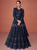 Buy Anarkali Suit - Blue Sequence Embroidered Festival Wear Anarkali Suit