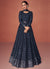 Dark Blue Sequence Embroidery Georgette Anarkali Gown