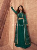 Green Sequence Embroidered Lehenga Choli And Jacket