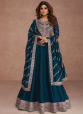 Turquoise Sequence Embroidery Festive Anarkali Gown