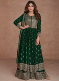 Dark Green Sequence Embroidery Anarkali Palazzo Suit