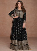 Black Sequence Embroidery Anarkali Palazzo Suit