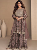 Mauve Purple Sequence Embroidery Gharara Style Suit