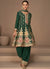 Green Multi Sequence Embroidery Anarkali Dhoti Pant Suit